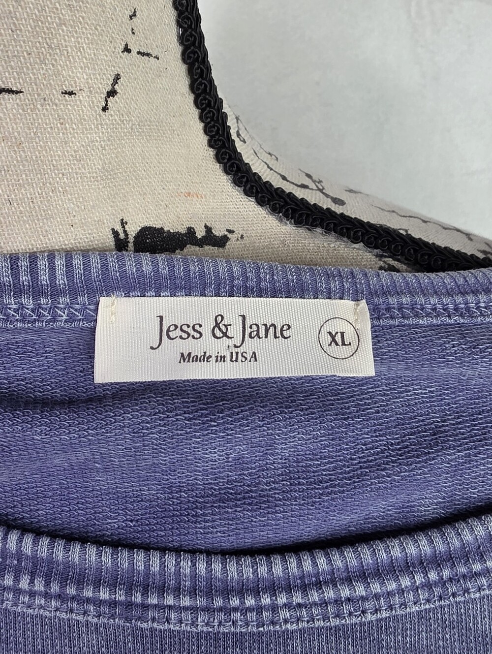 Jess & Jane Floral Polka Dot Mineral Wash Top XL Oversized Sweatshirt USA Made - Picture 5 of 8